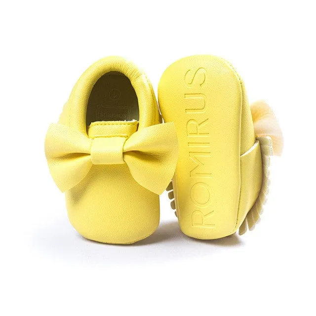 18-colors Handmade Fashion Tassels Baby Moccasin Newborn Shoes Soft Bottom Infants Crib Shoes PU leather Prewalkers