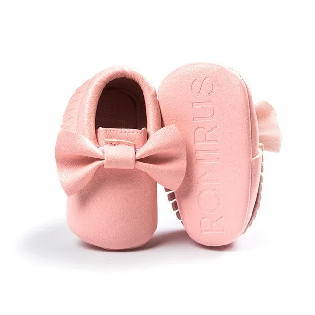 18-colors Handmade Fashion Tassels Baby Moccasin Newborn Shoes Soft Bottom Infants Crib Shoes PU leather Prewalkers