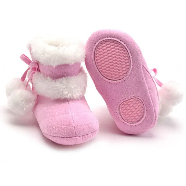 2016 Cute Ball Winter Boots Fashion Soft Bottom Baby Moccasin Baby First Walkers Baby Warm Boots Non-slip Boots for Baby Girls