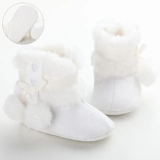 2016 Cute Ball Winter Boots Fashion Soft Bottom Baby Moccasin Baby First Walkers Baby Warm Boots Non-slip Boots for Baby Girls