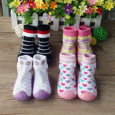 2017 Baby Socks with Rubber Soles  children toddler shoes socks Cotton Baby Sock Shoes Newborn Anti Slip