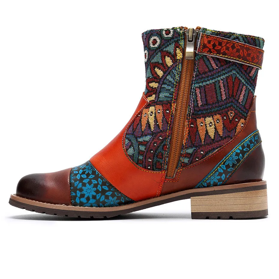 21 EMBROIDED PU Leather Boots