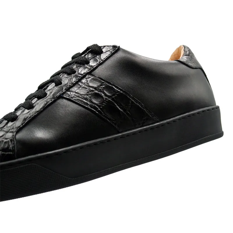 61-100-BLK LUCA Italian Calfskin with Crocodile Toe, Black