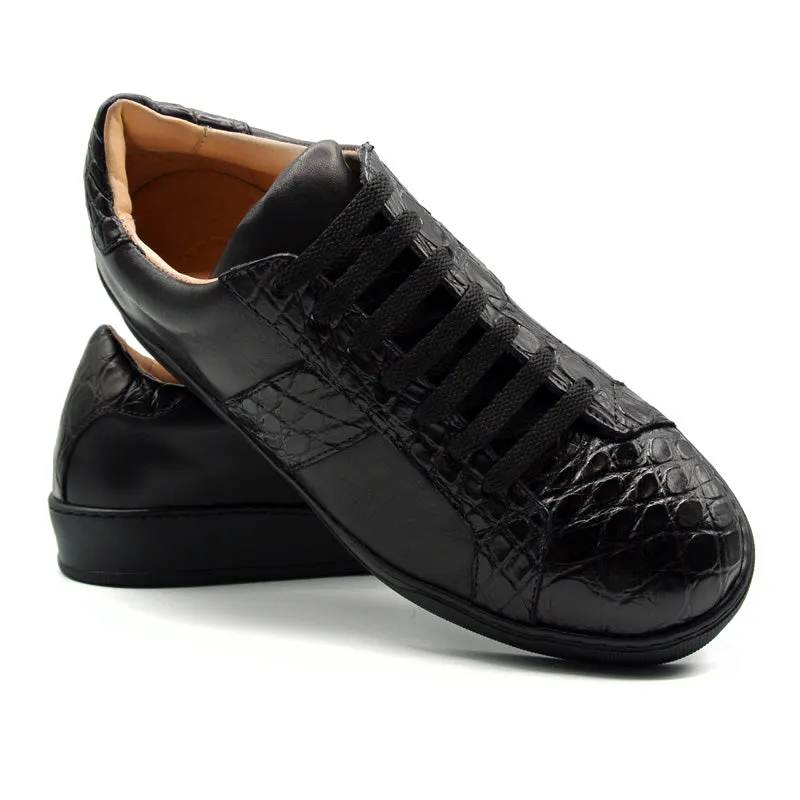 61-100-BLK LUCA Italian Calfskin with Crocodile Toe, Black