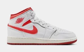 Air Jordan 1 Mid SE Grade School Lifestyle Shoes (White/Lobster Dune)