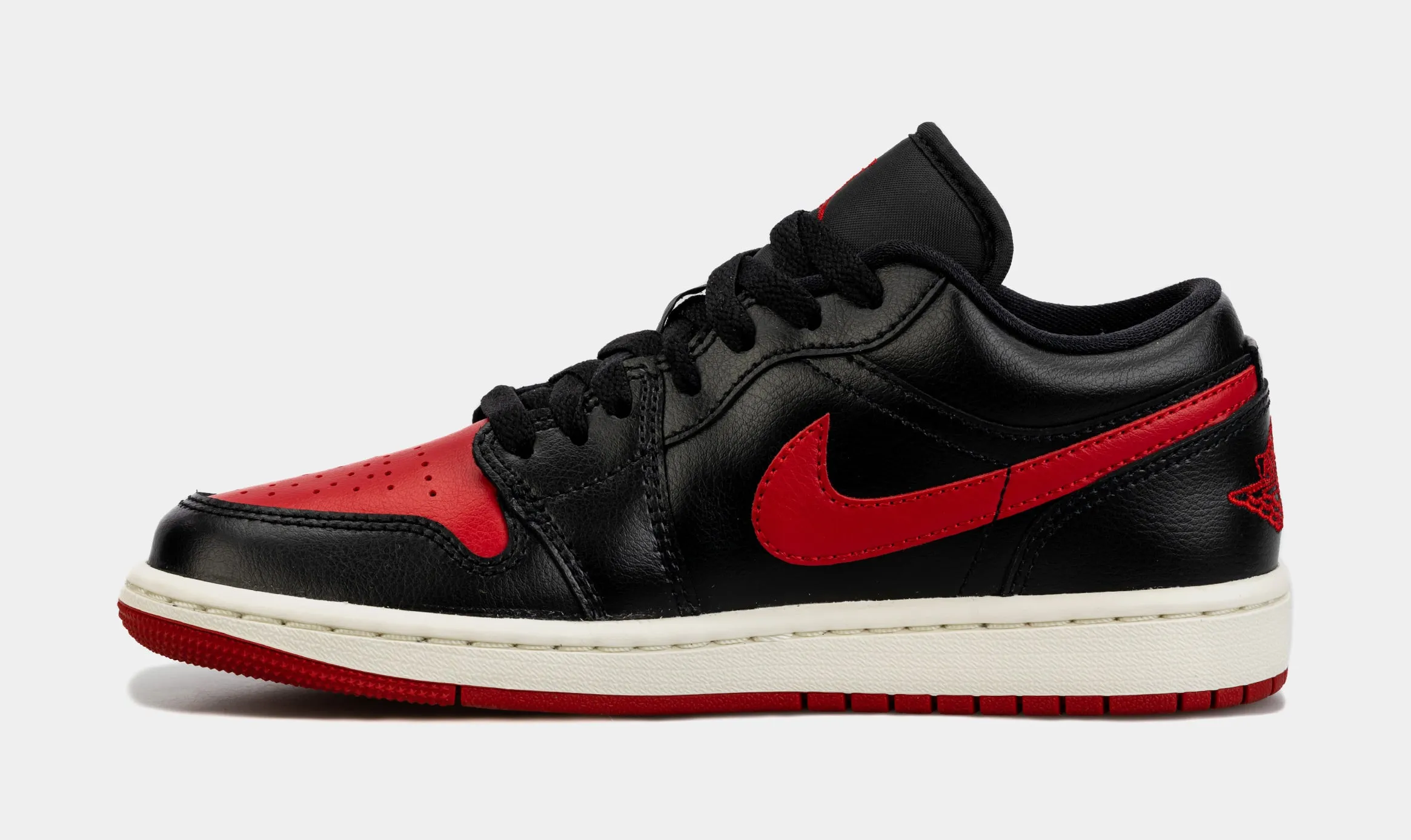 Air Jordan 1 Retro Low Bred Sail Womens Lifestyle Shoes (Black/Red)