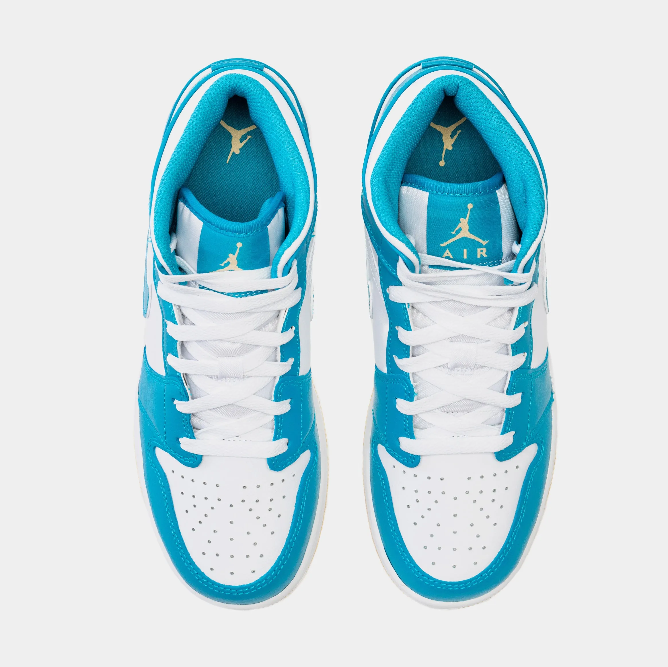 Air Jordan 1 Retro Mid Aquatone Grade School Lifestyle Shoes (Blue/White)