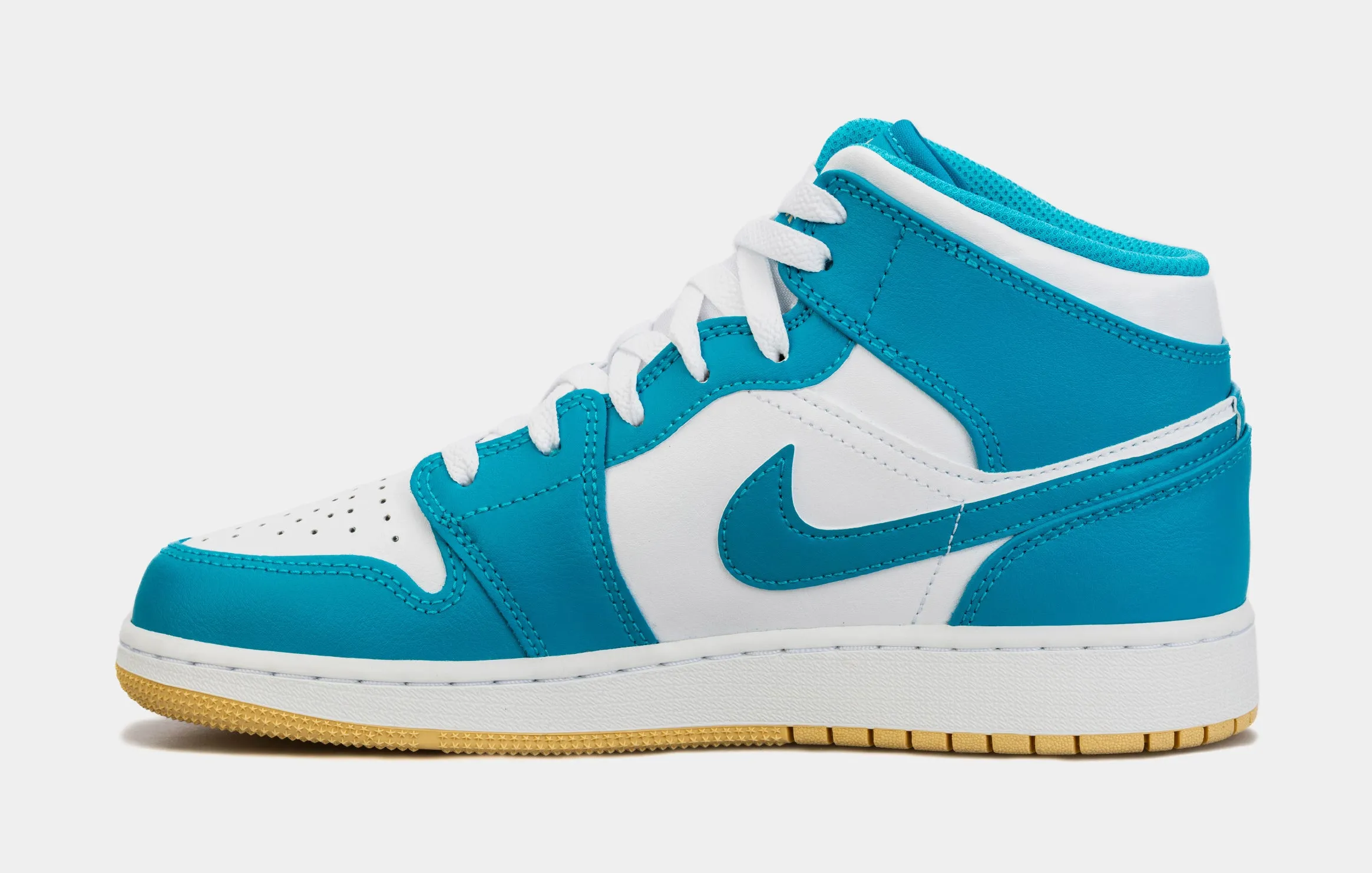 Air Jordan 1 Retro Mid Aquatone Grade School Lifestyle Shoes (Blue/White)