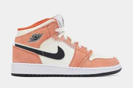 Air Jordan 1 Retro Mid Grade School Lifestyle Shoes (Orange/White)