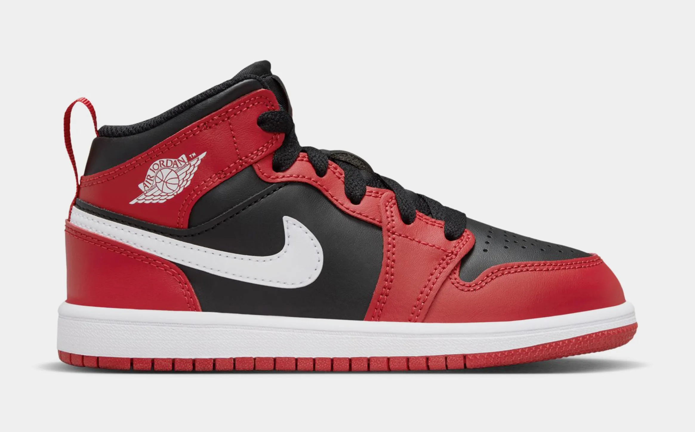 Air Jordan 1 Retro Mid Gym Red Preschool Lifestyle Shoes (Black/Gym Red/White)