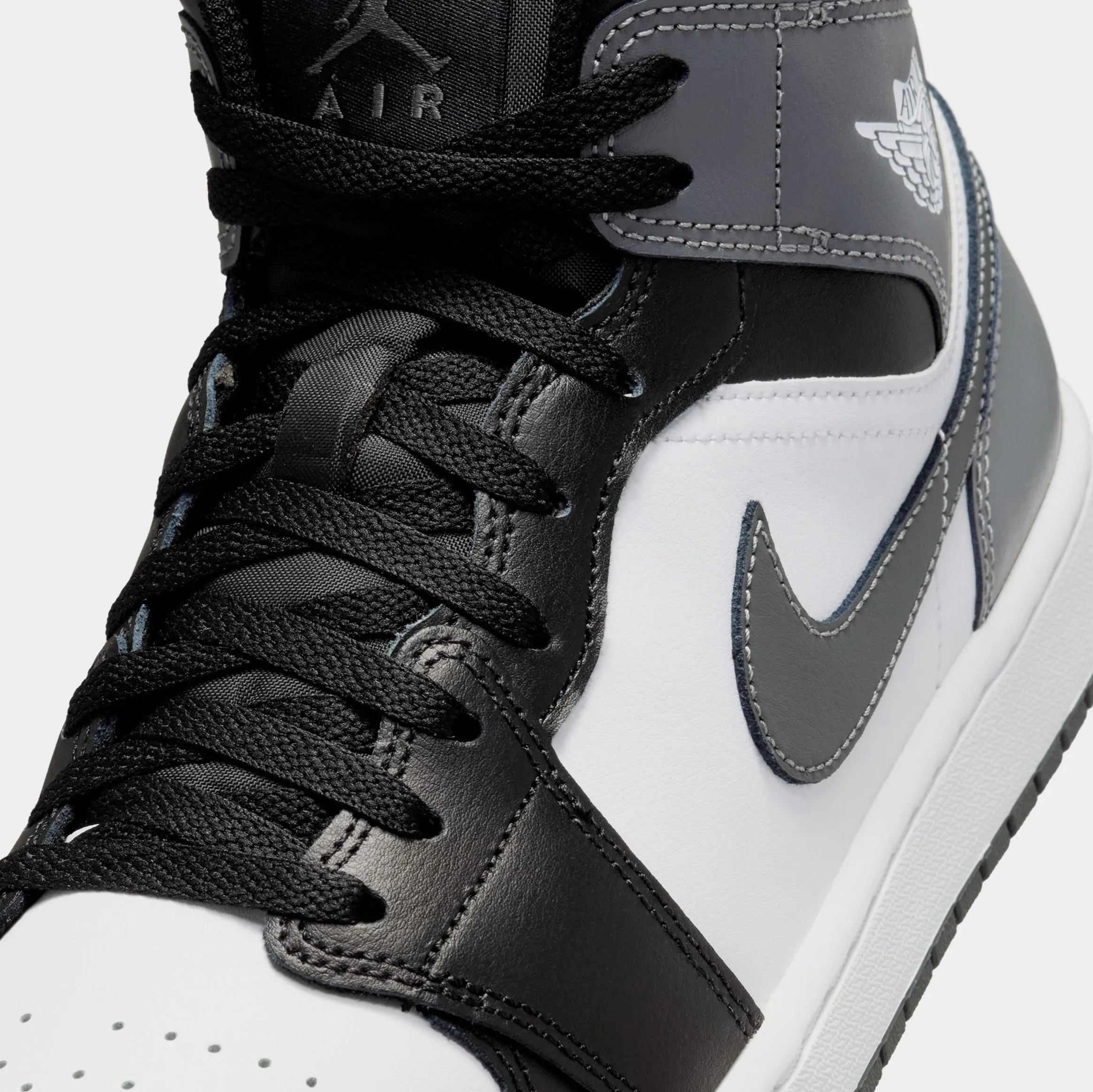 Air Jordan 1 Retro Mid Iron Grey Mens Lifestyle Shoes (Black/Iron Grey/White)