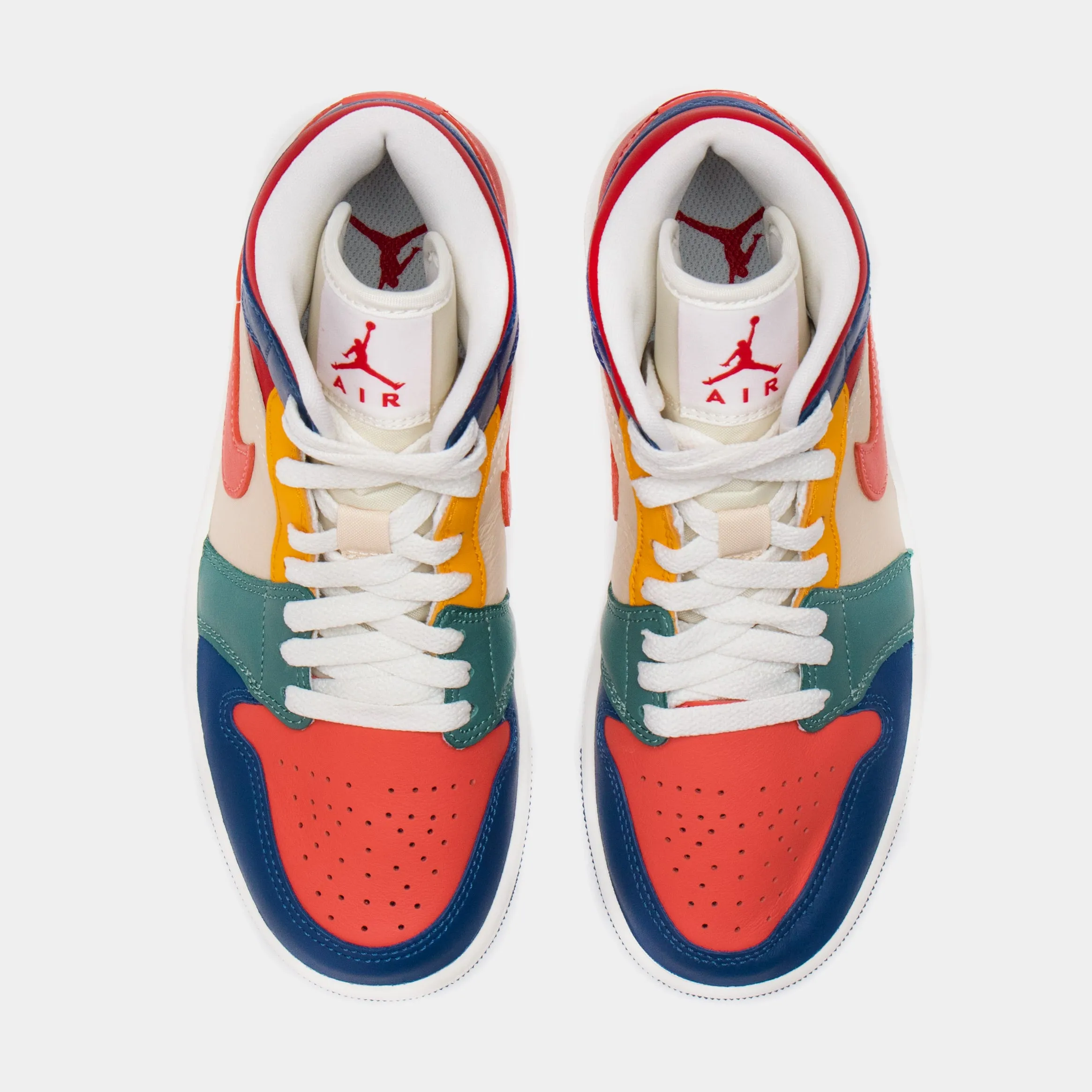 Air Jordan 1 Retro Mid Multi-Color Womens Lifestyle Shoes (White/Multi)