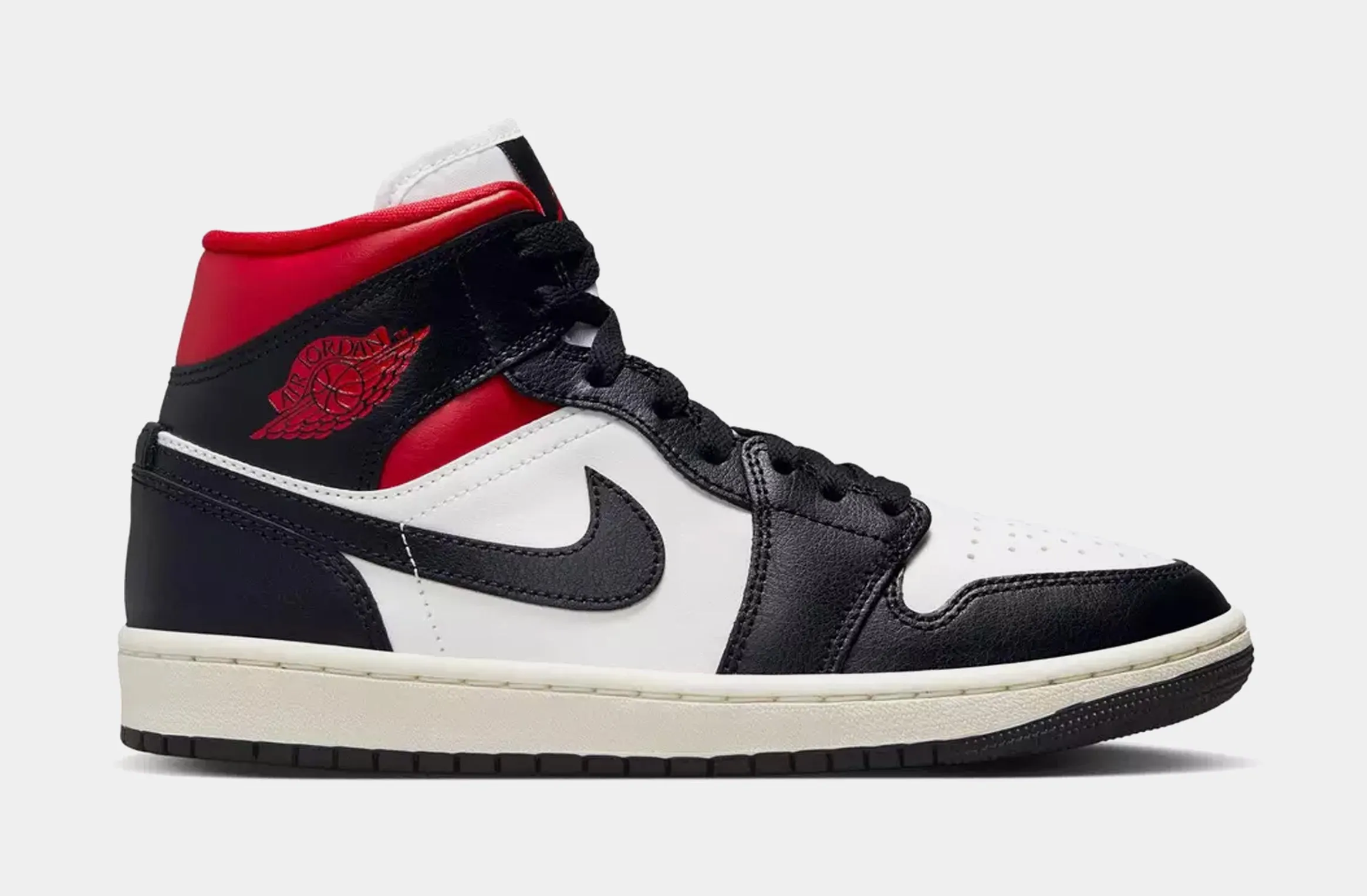 Air Jordan 1 Retro Mid Womens Lifestyle Shoes (Black/Red) Free Shipping