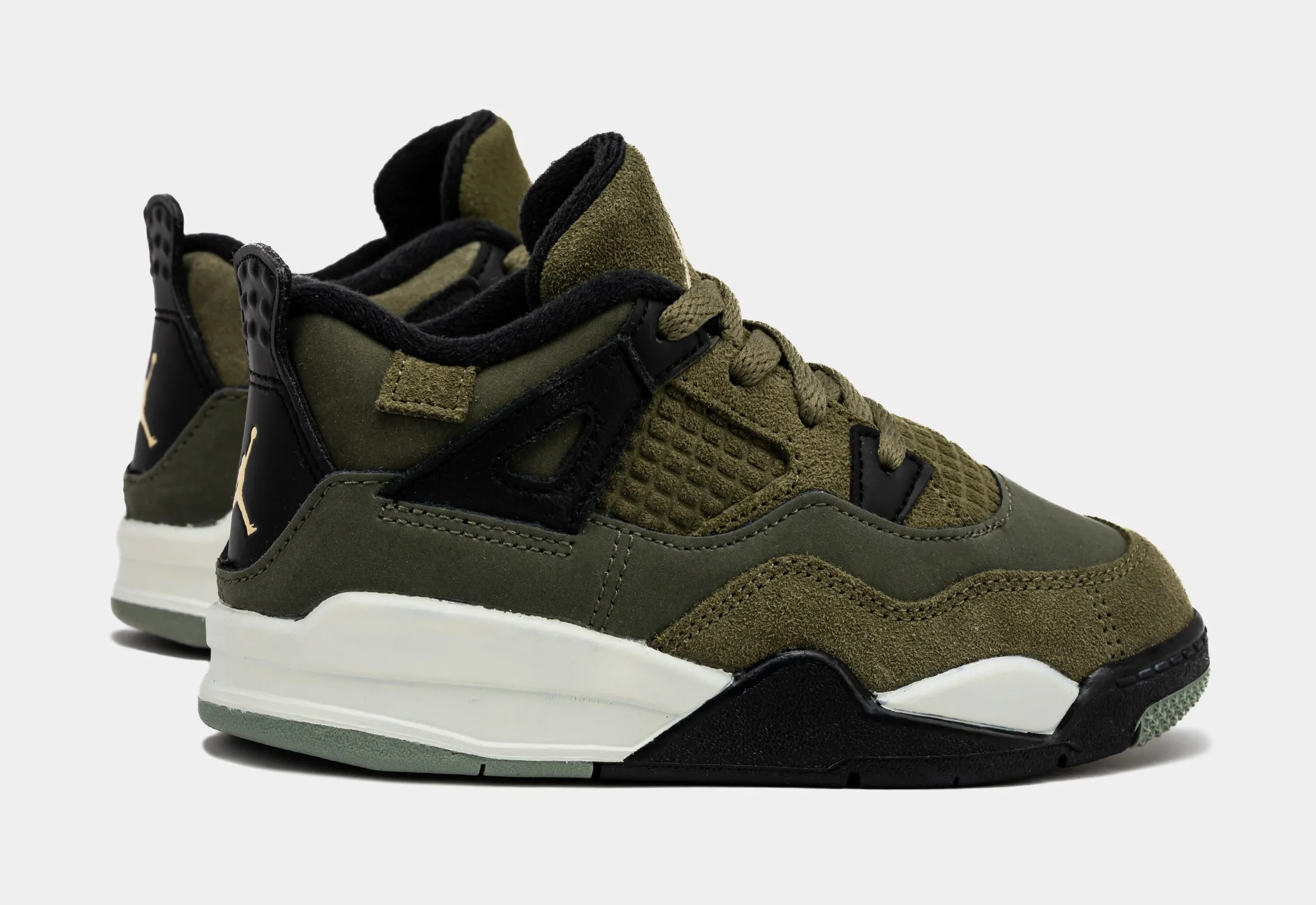 Air Jordan 4 Retro SE Craft Olive Infant Toddler Lifestyle Shoes (Medium Olive)