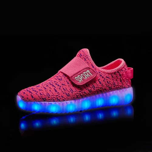 BBX Brand USB Kids LED Shoes Fashion LED Sneakers Children's Breathable Sport Lighted Luminous Boys Girls Shoes Free Shipping