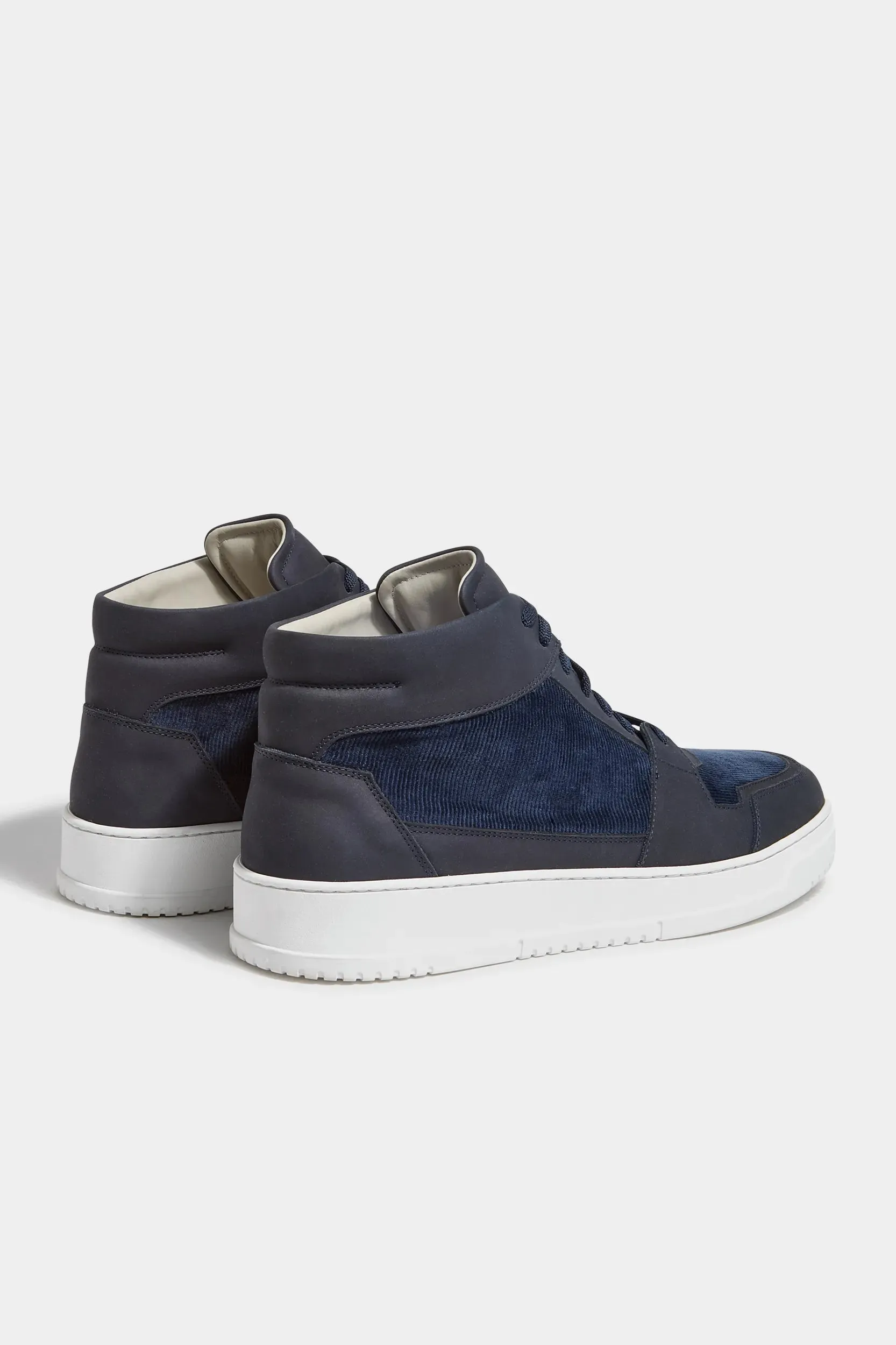 Blue nabuk and corduroy High sneakers - Made In Italy