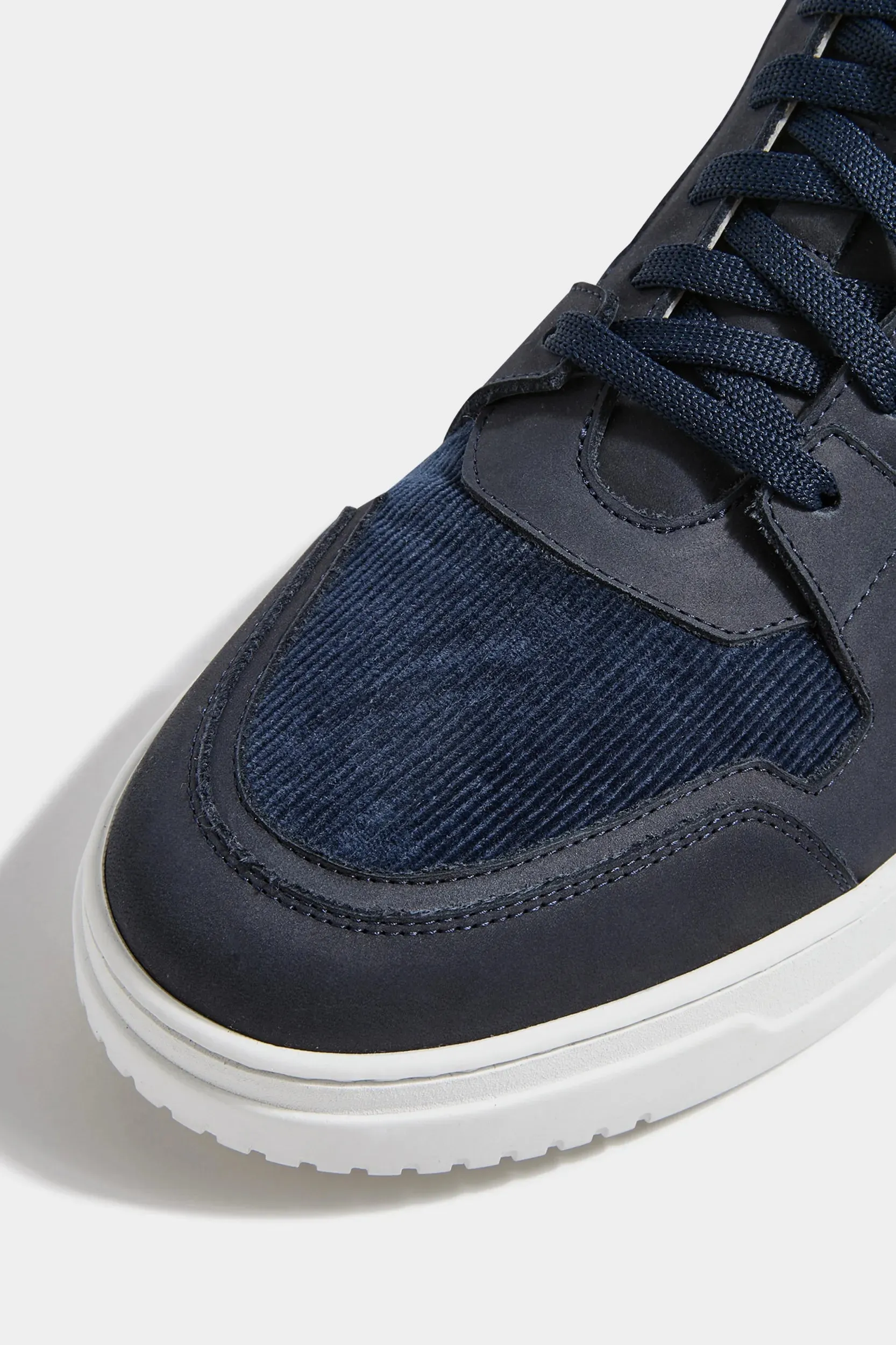 Blue nabuk and corduroy High sneakers - Made In Italy