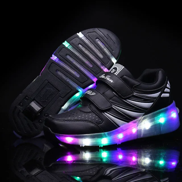 Children 27-43 teens girls and boys LED lights children's single sports shoes