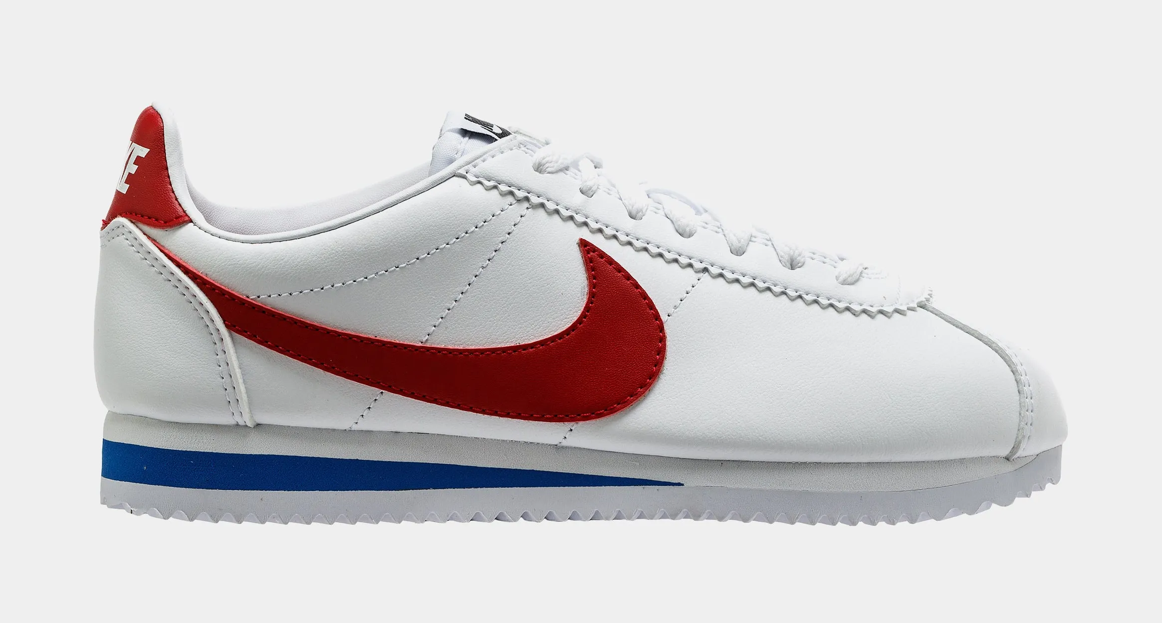 Classic Cortez Leather Low Womens Lifestyle Shoes (White/Red/Blue)