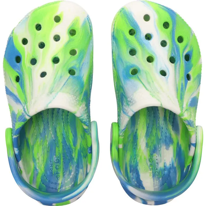 Crocs Kids Toddlers - Glow Marbled Classic Clog K Prep Blue Multi