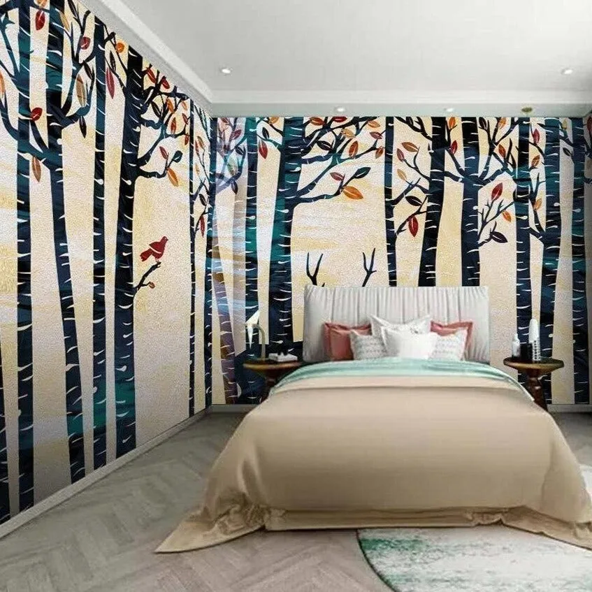 Custom Wallpaper Mural Autumn Woods Wallcovering (㎡)