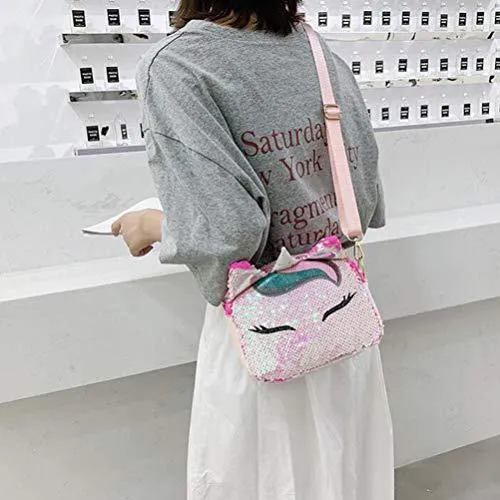 Girls Unicorn Sequins Bag Glitter Crossbody Purse Shoulder Bag