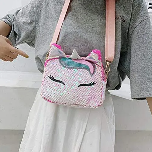 Girls Unicorn Sequins Bag Glitter Crossbody Purse Shoulder Bag