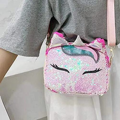 Girls Unicorn Sequins Bag Glitter Crossbody Purse Shoulder Bag