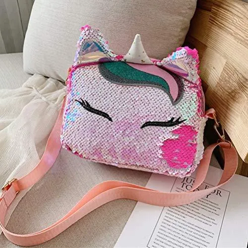 Girls Unicorn Sequins Bag Glitter Crossbody Purse Shoulder Bag