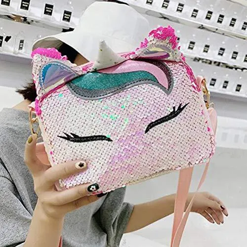 Girls Unicorn Sequins Bag Glitter Crossbody Purse Shoulder Bag