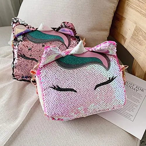 Girls Unicorn Sequins Bag Glitter Crossbody Purse Shoulder Bag