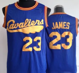 LeBron James Cleveland Cavaliers Blue Throwback Basketball Jersey