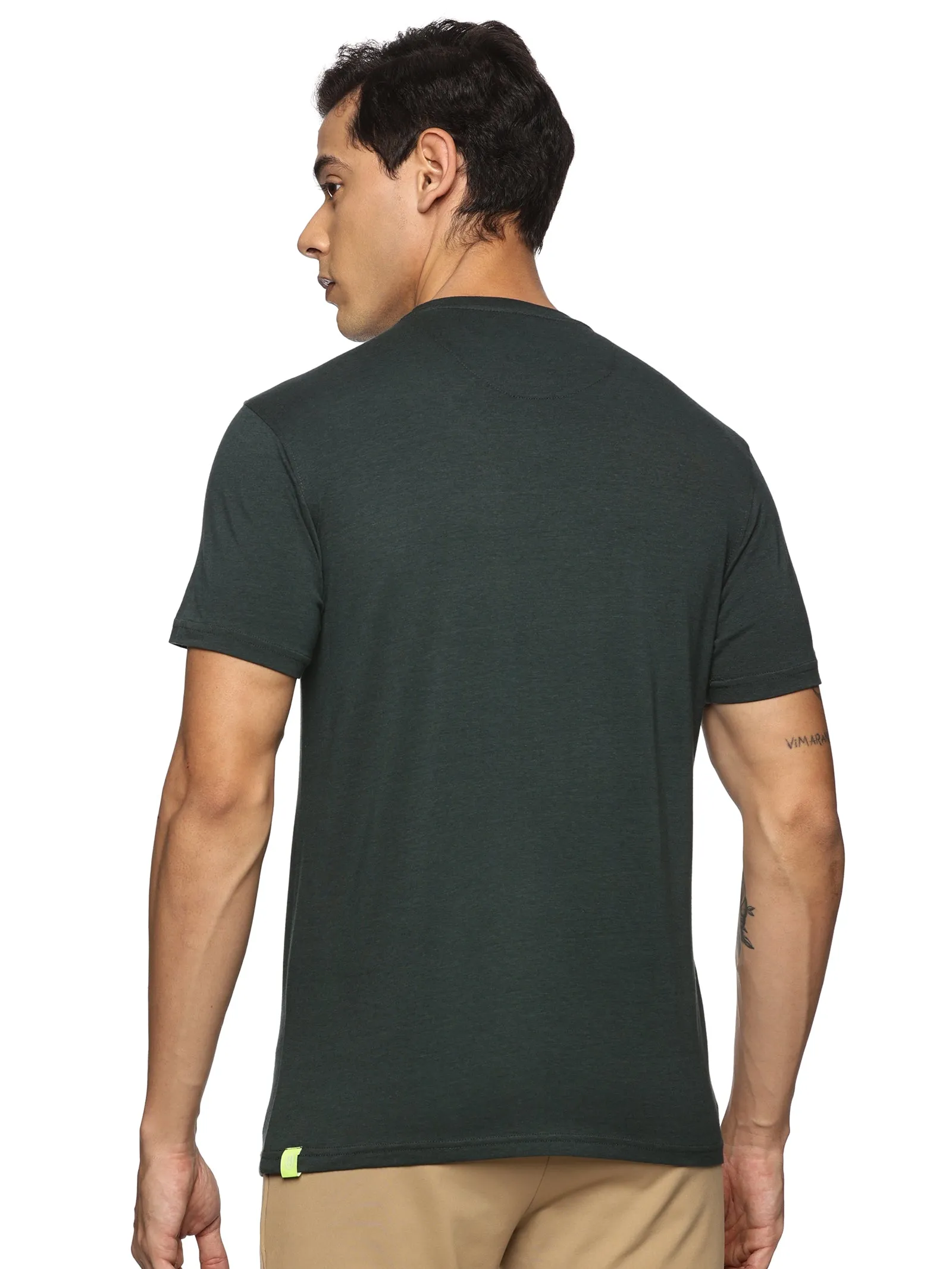 Men Round neck Bamboo Cotton T shirt (Dark Green)