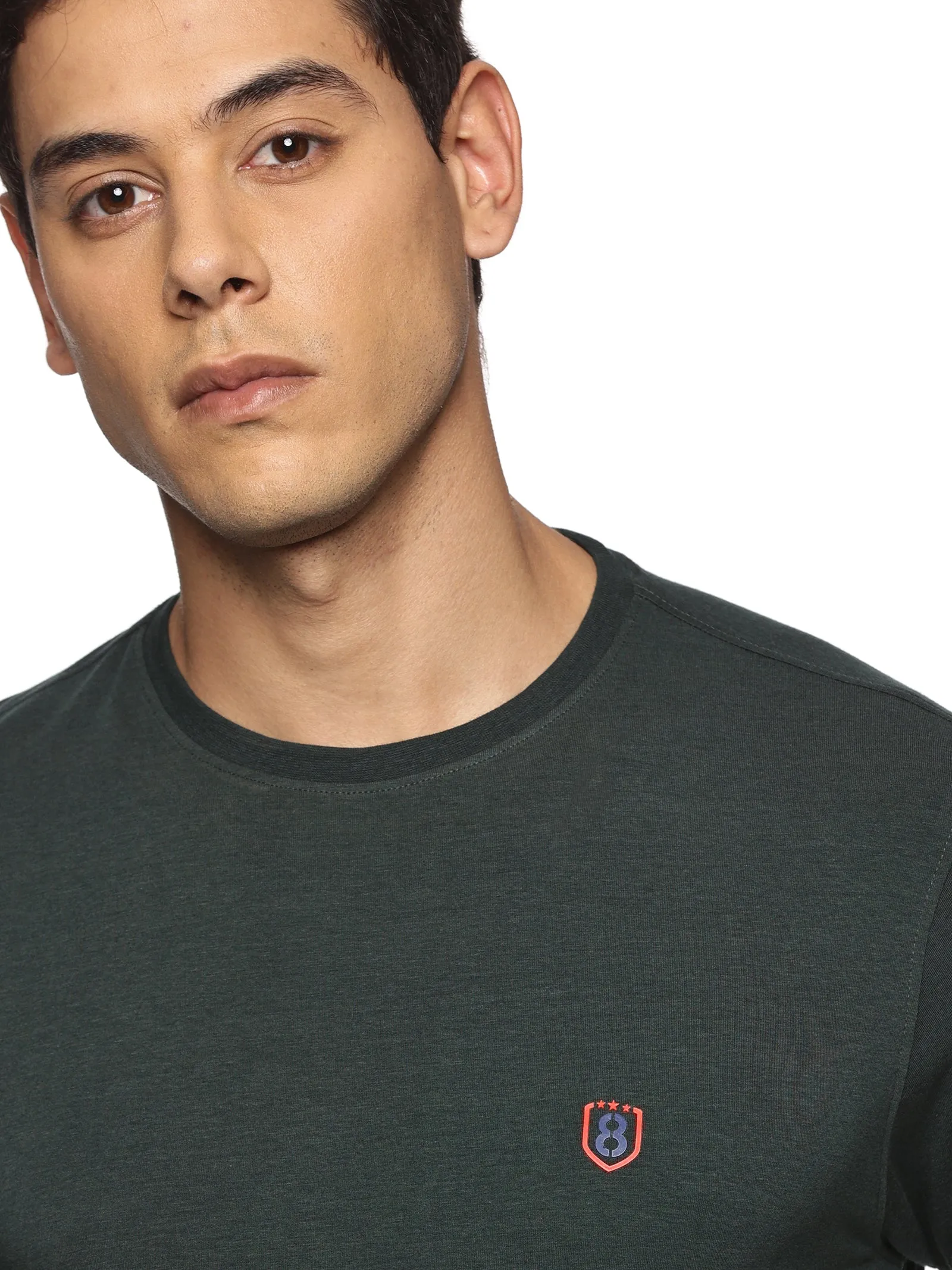 Men Round neck Bamboo Cotton T shirt (Dark Green)