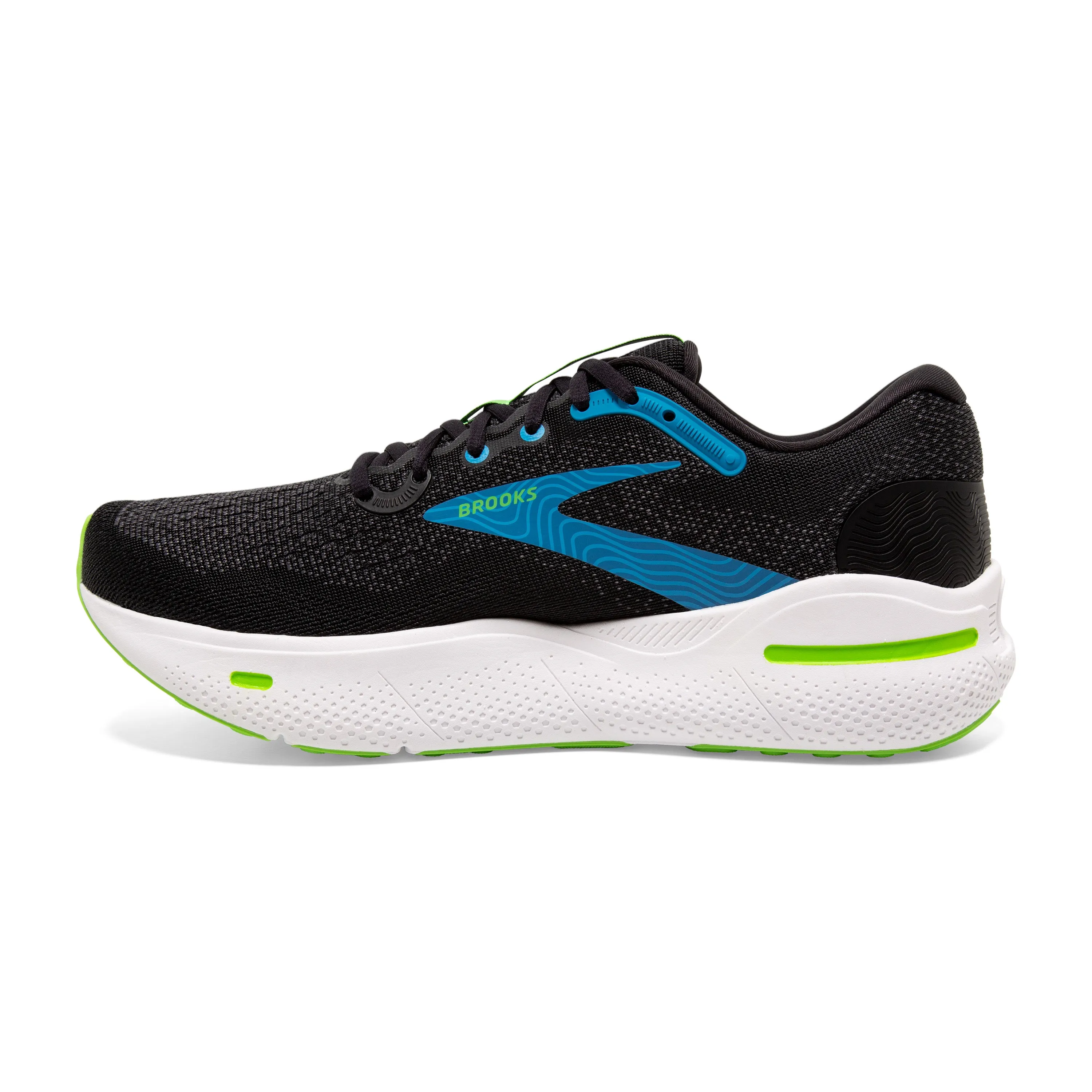 Men's Brooks Ghost Max Color: Black/Atomic Blue/Jasmine