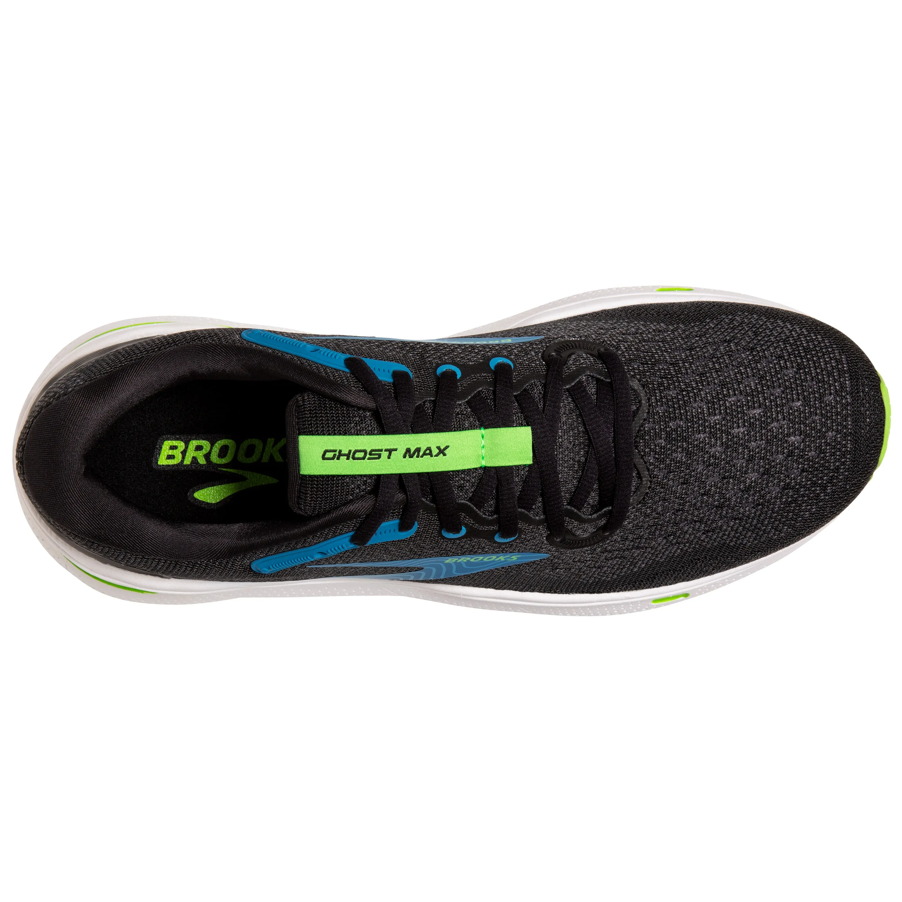 Men's Brooks Ghost Max Color: Black/Atomic Blue/Jasmine