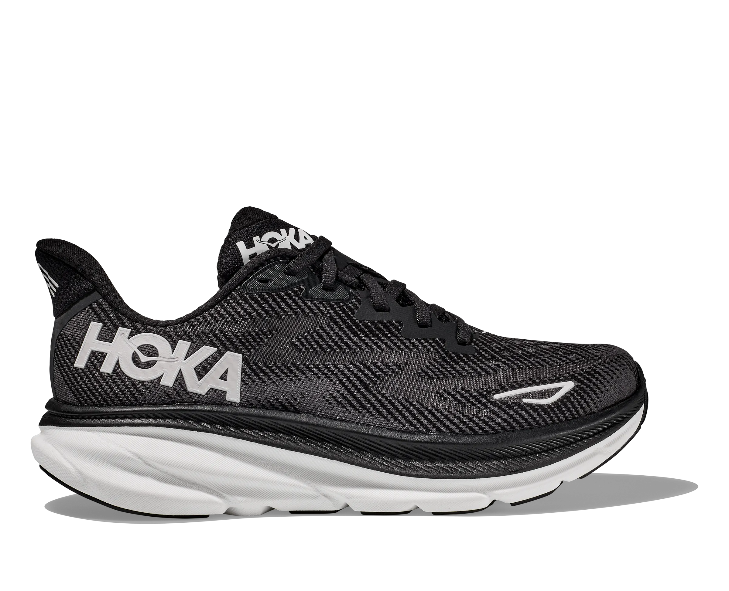 Men's Hoka One One Clifton 9 Color: Black/ White