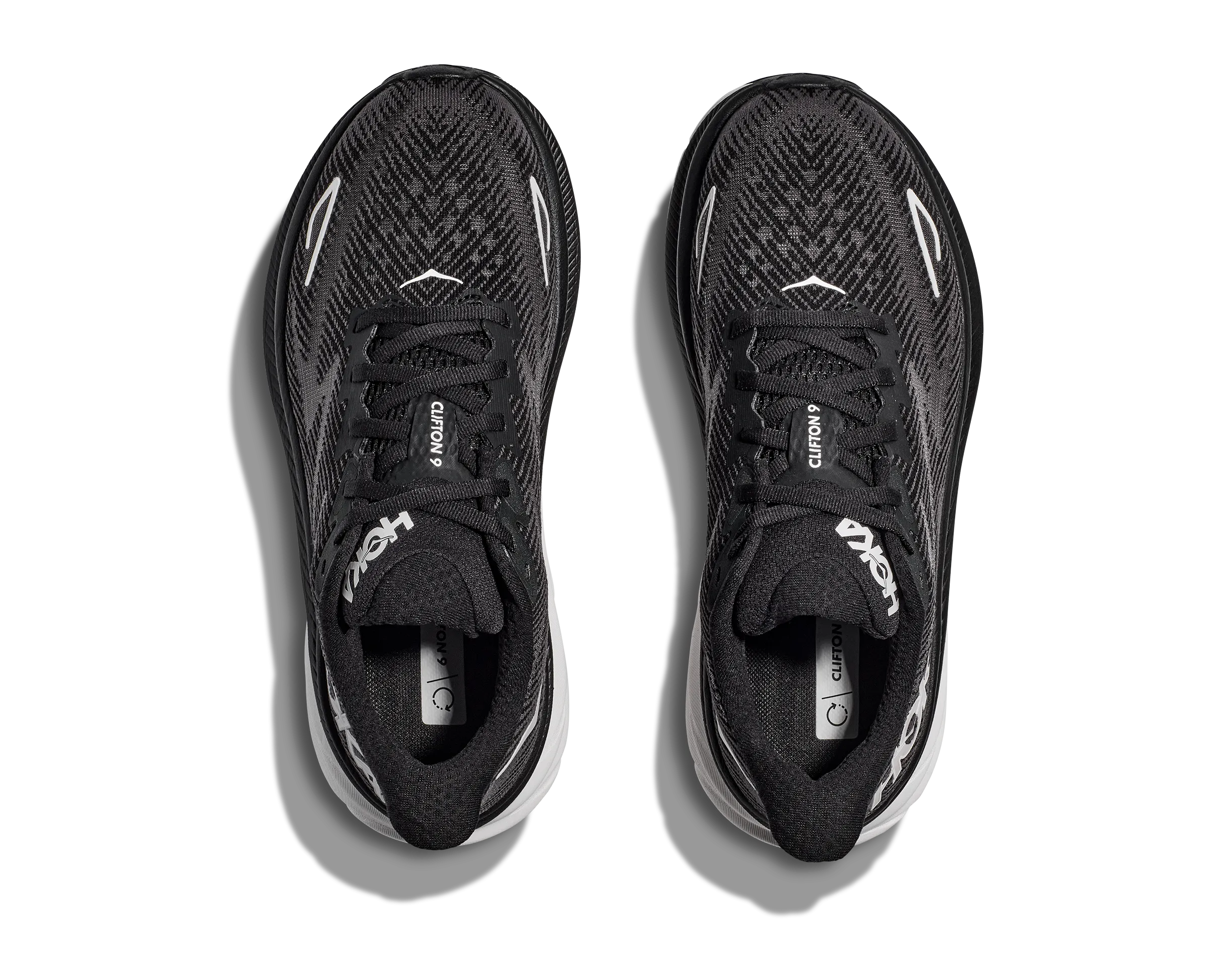 Men's Hoka One One Clifton 9 Color: Black/ White