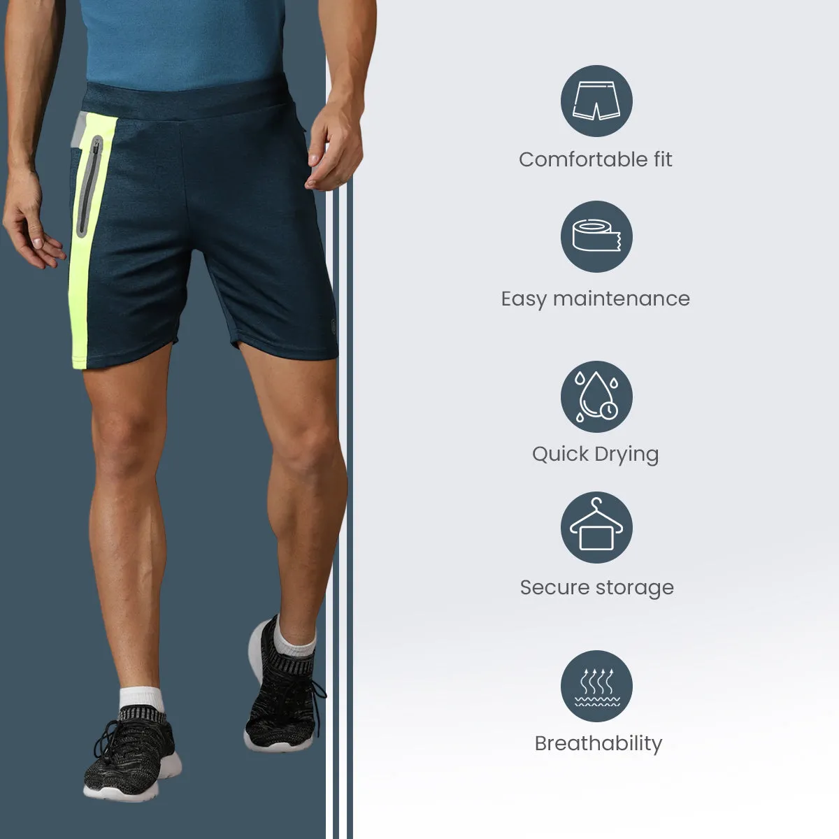 Men's Training Shorts with Elasticated waist & Zipper pocket.