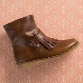 New Bootie with Fringes Apache Brown