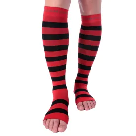 Open Toe Compression Sleeve 15-20 mmHg RED/BLACK by Doc Miller