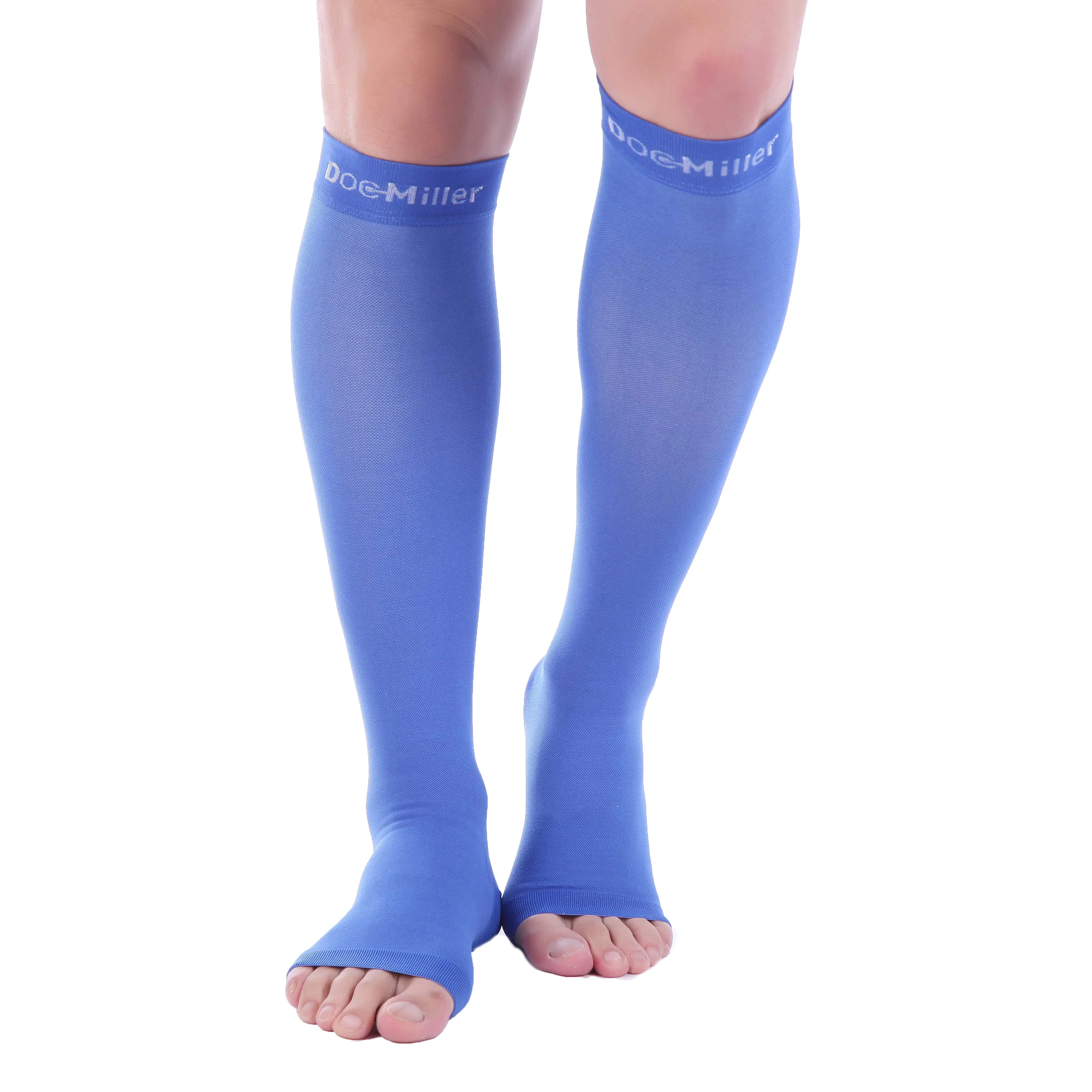 Open Toe Compression Socks 20-30 mmHg BLUE by Doc Miller