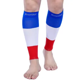 PETITE Calf Compression Sleeve 15-20 mmHg BLUE/WHITE/RED by Doc Miller