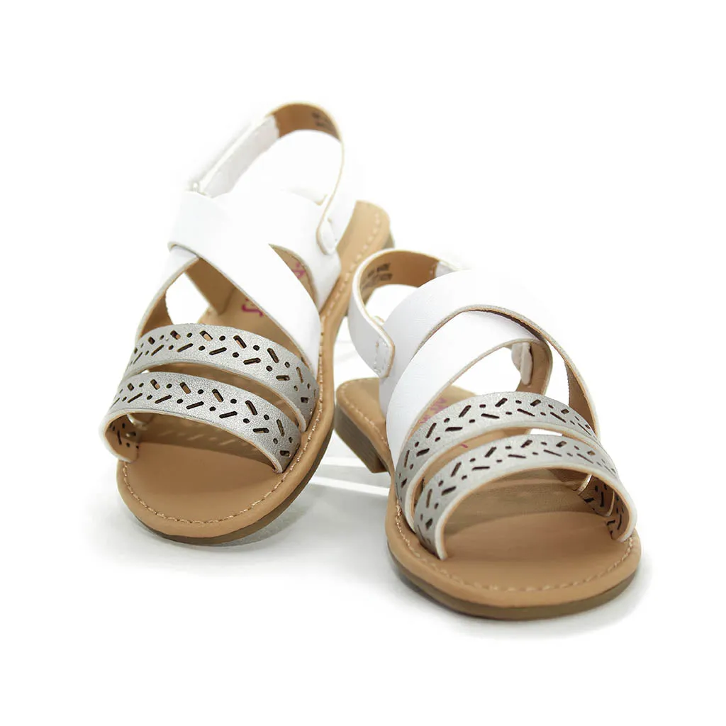 Rachel Lil Duna Sandals White Silver Walkers Toddlers Kids Girls - Kids Shoes