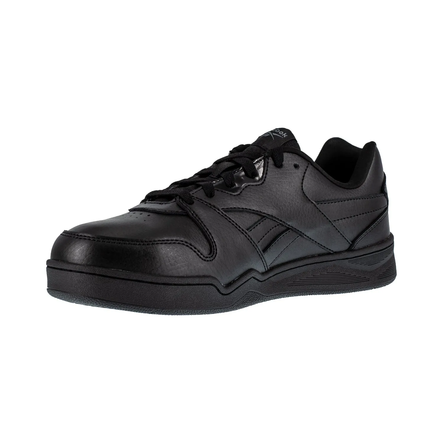 Reebok Mens Black Leather Work Shoes Low Cut Sneaker CT