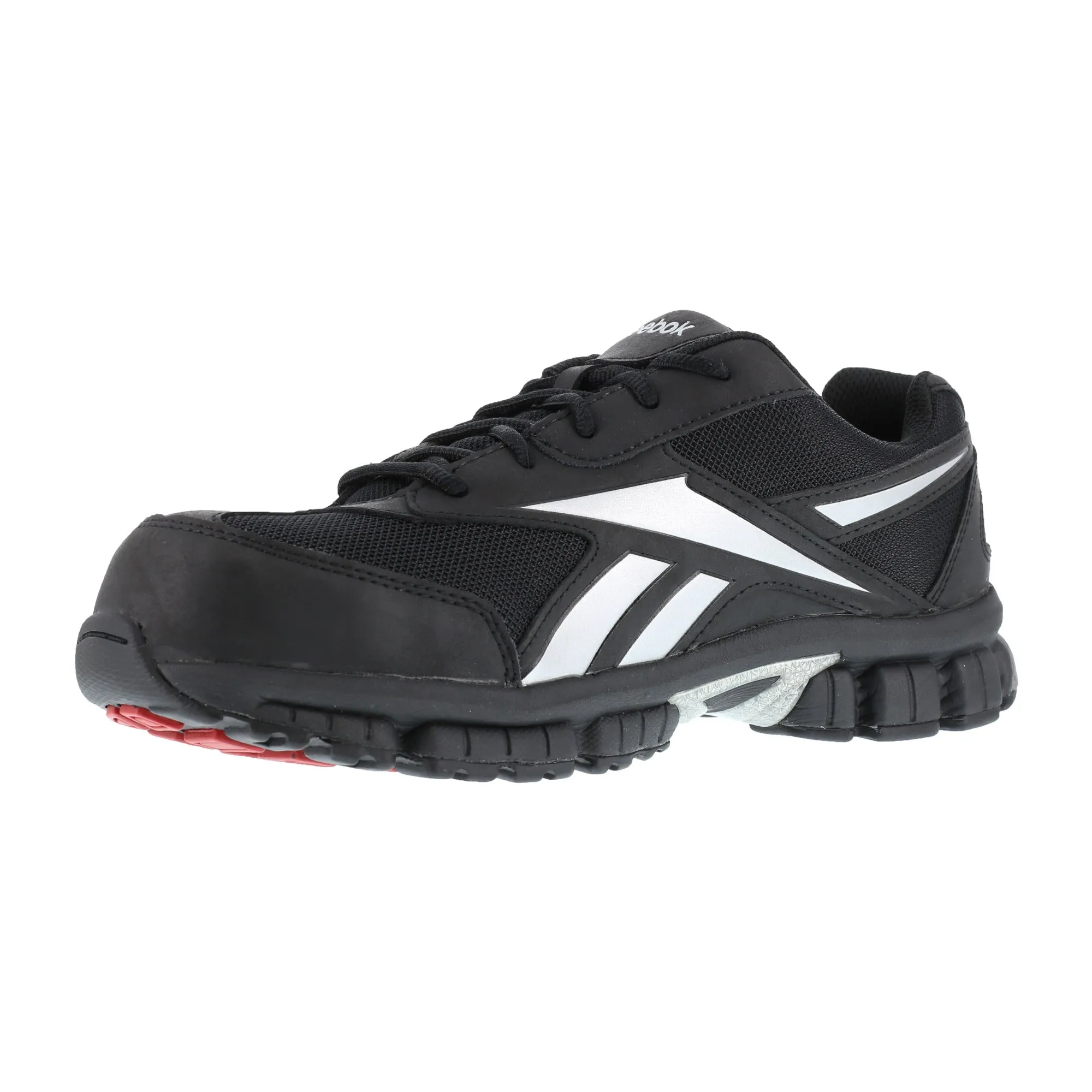 Reebok Womens Black Leather Athletic Work Oxford Ketia Composite Toe