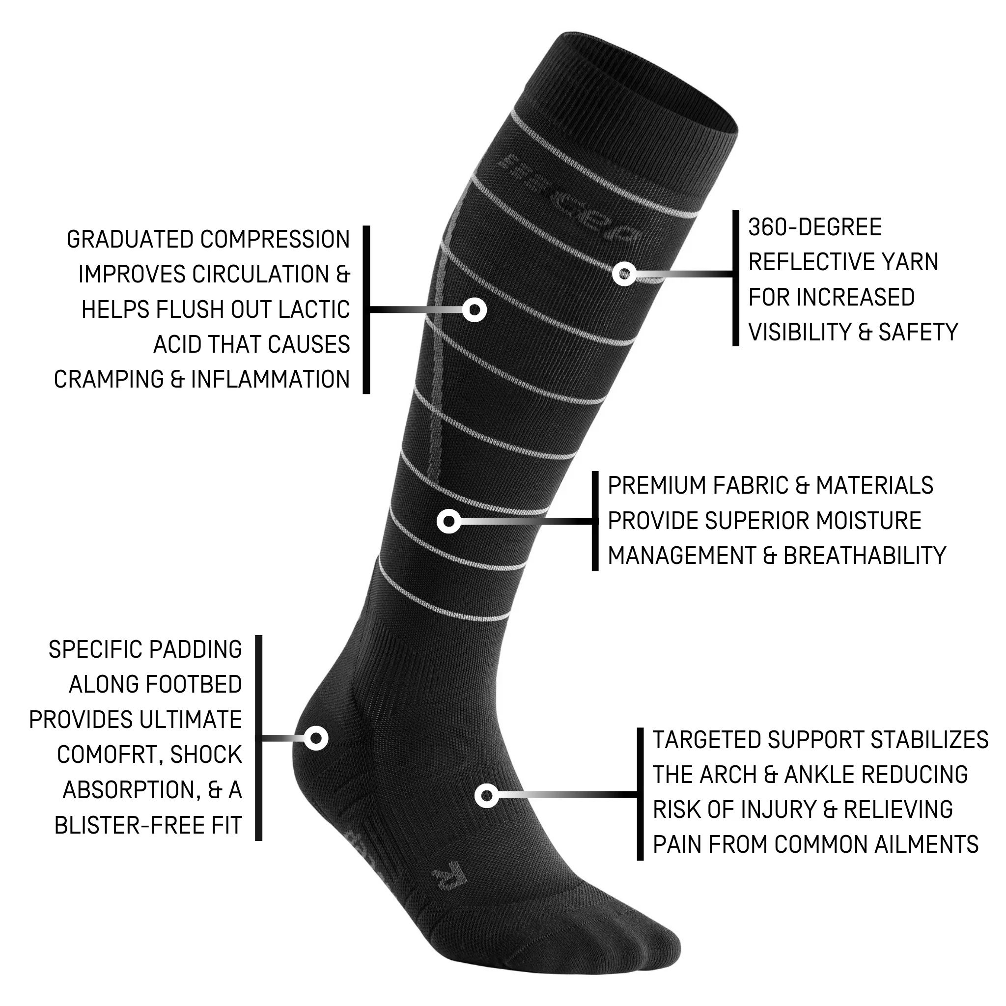 Reflective Tall Compression Socks, Men