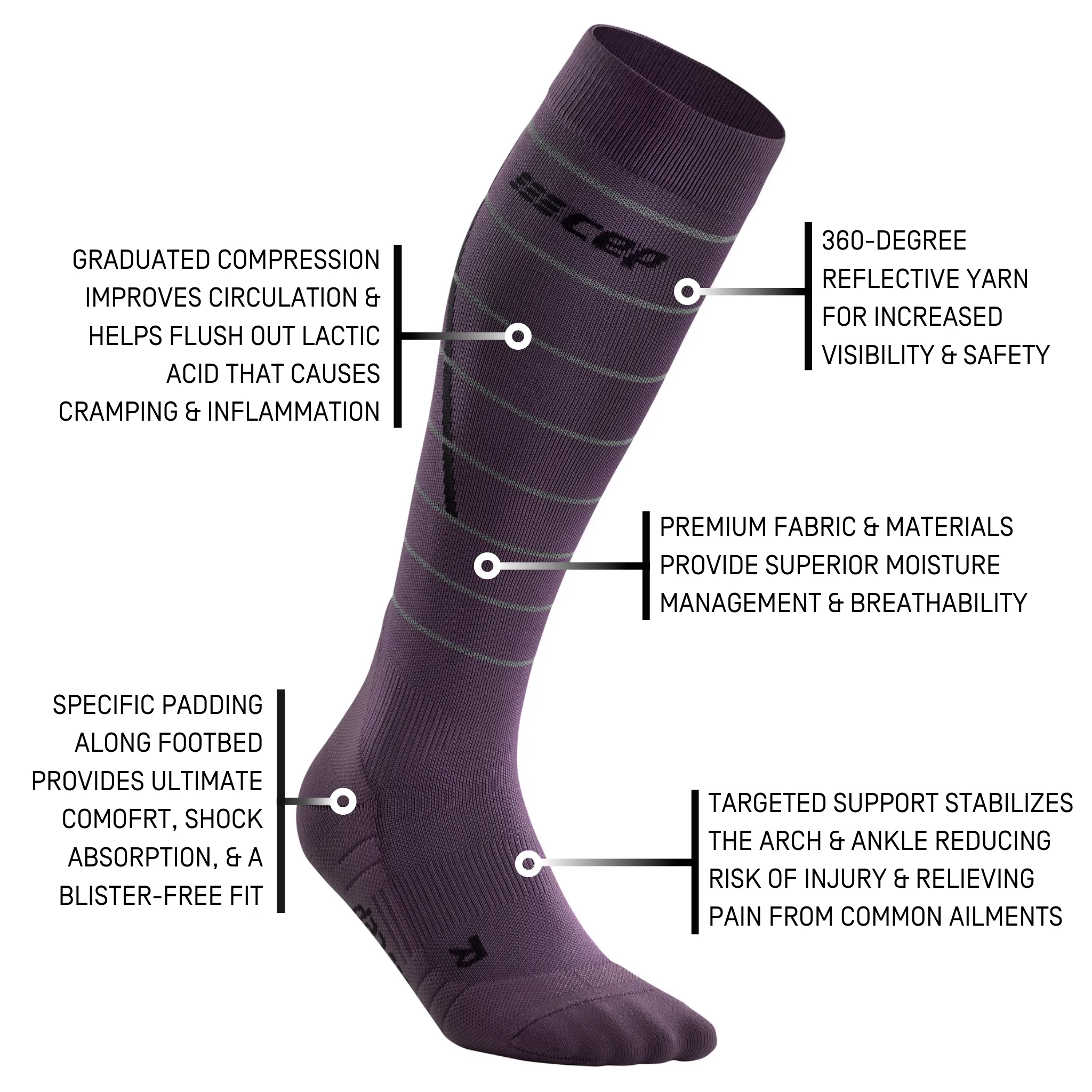 Reflective Tall Compression Socks, Women