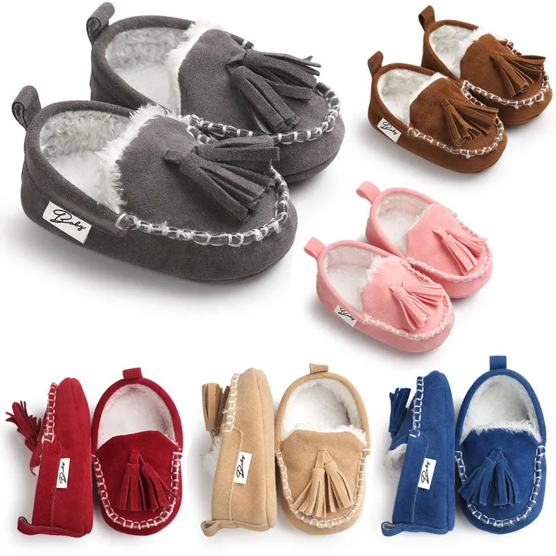 ROMIRUS 2016 Winter Tassel Baby Moccasin Soft Bottom Infant Moccasin-gommino Newborn Babies Shoes PU Leather Prewalkers Boots