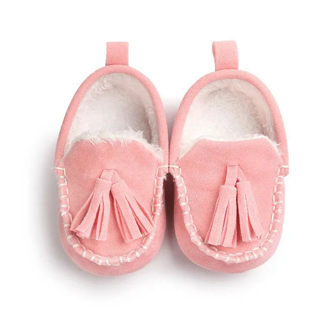 ROMIRUS 2016 Winter Tassel Baby Moccasin Soft Bottom Infant Moccasin-gommino Newborn Babies Shoes PU Leather Prewalkers Boots